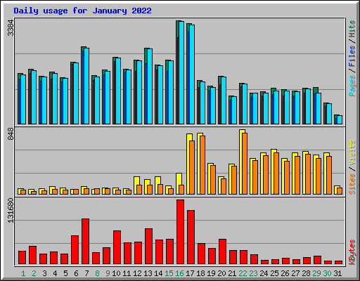 Daily usage for January 2022