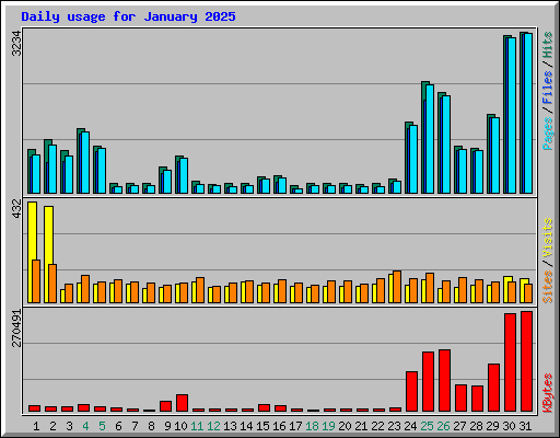 Daily usage for January 2025